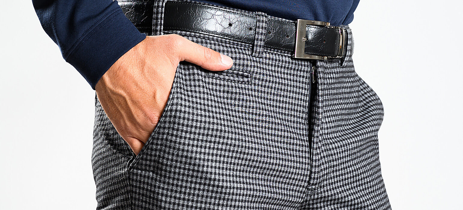 Grey-black checked trousers