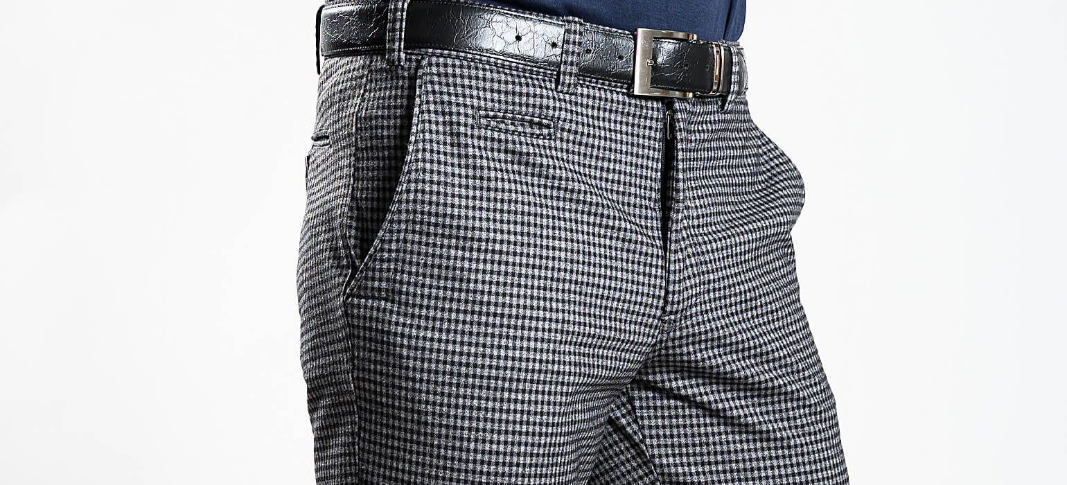 Grey-black checked trousers