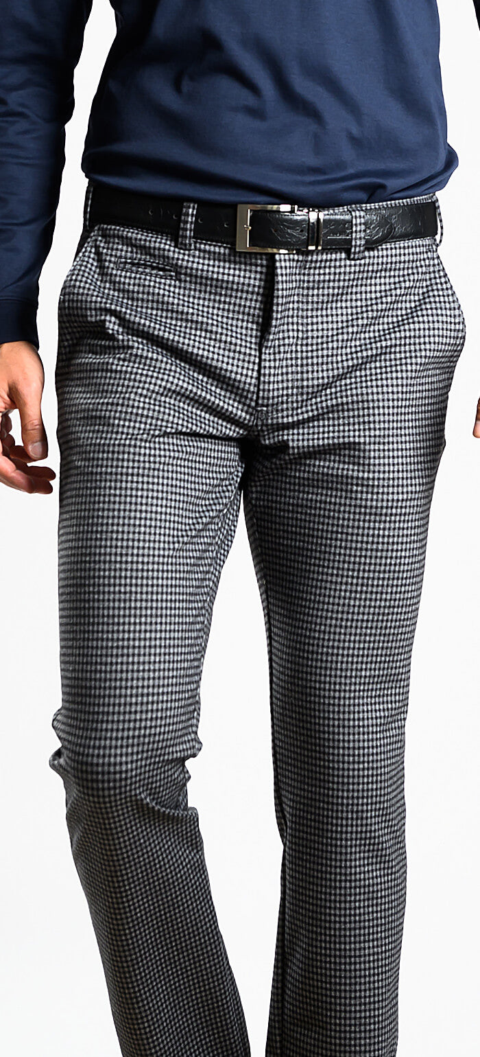 Grey-black checked trousers