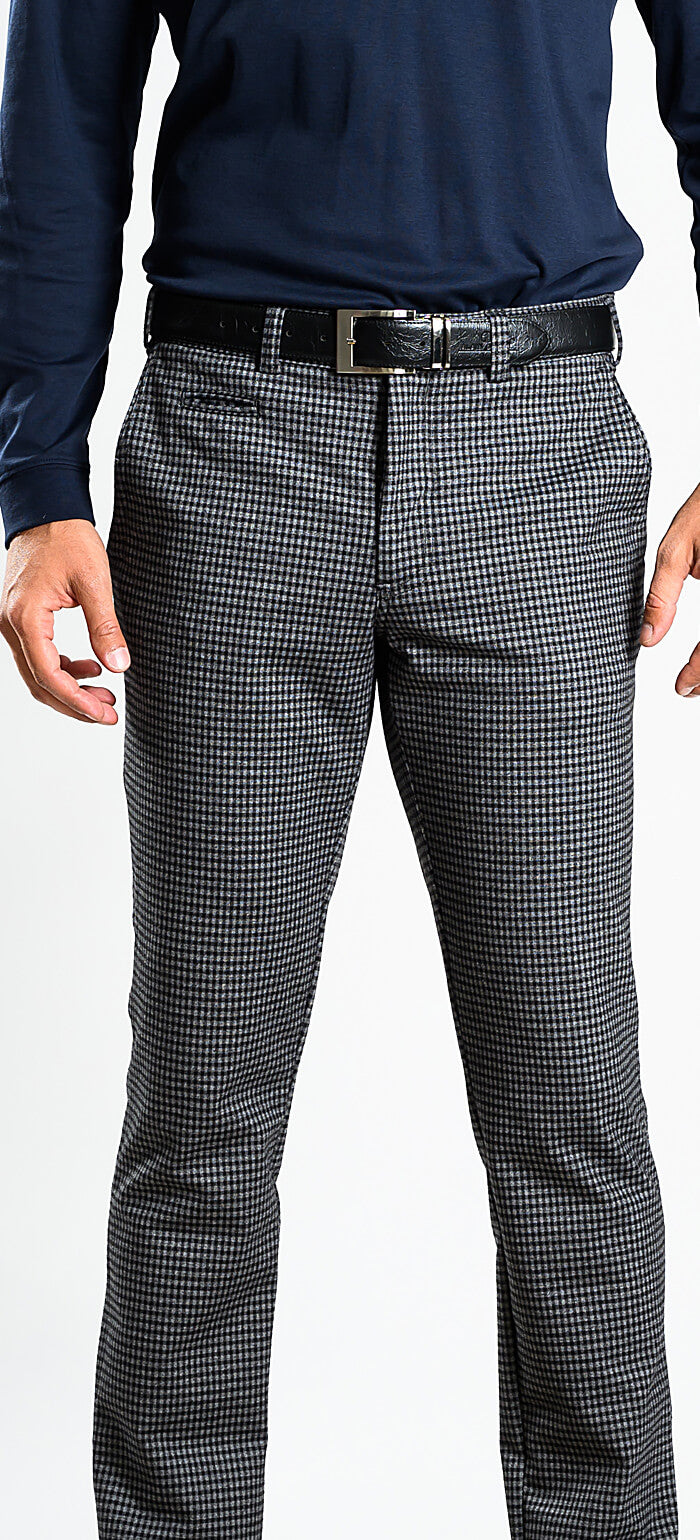 Grey-black checked trousers
