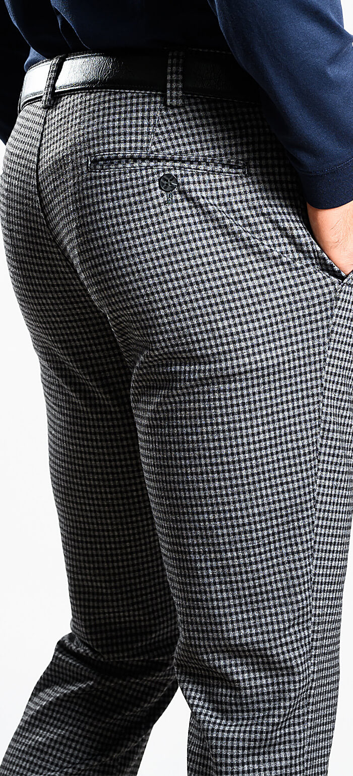 Grey-black checked trousers