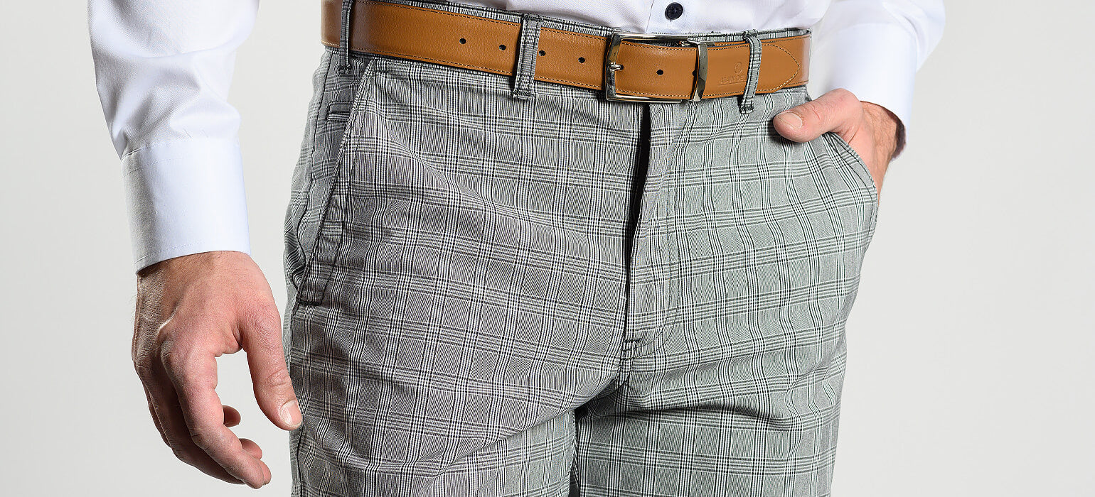 Grey-brown checked trousers