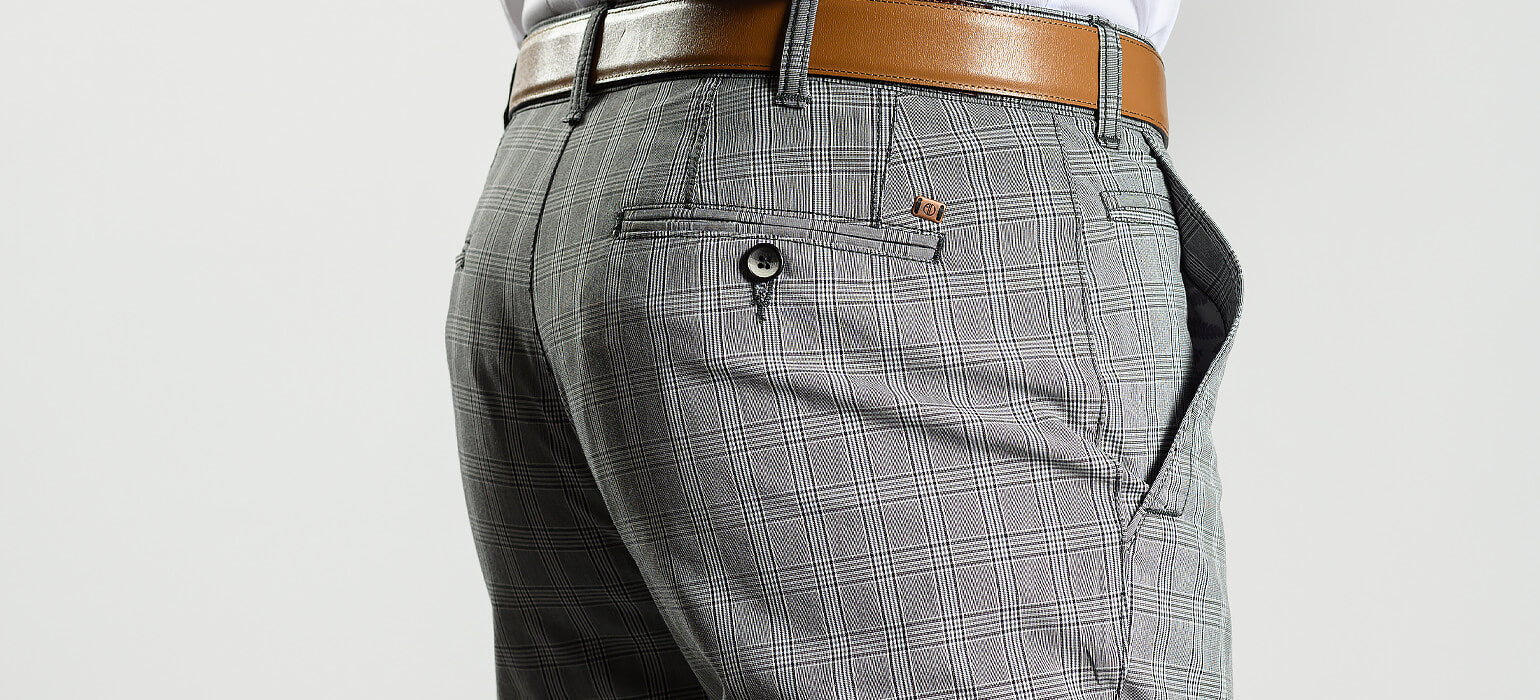 Grey-brown checked trousers
