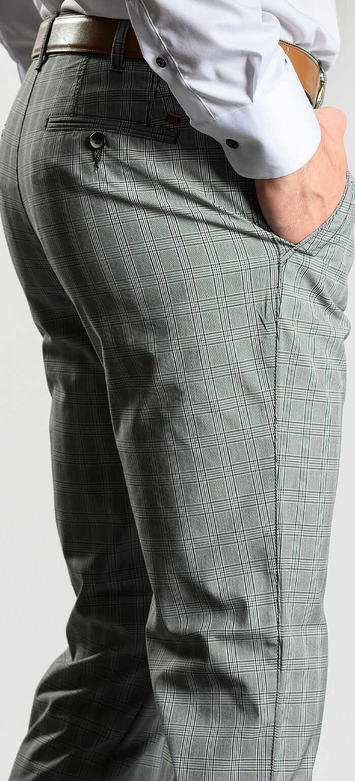 Grey-brown checked trousers