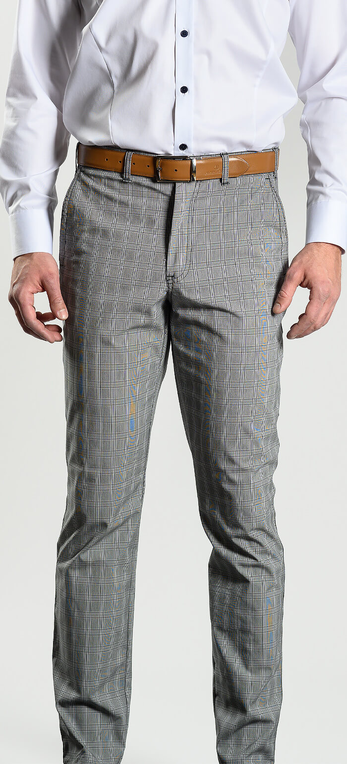 Grey-brown checked trousers