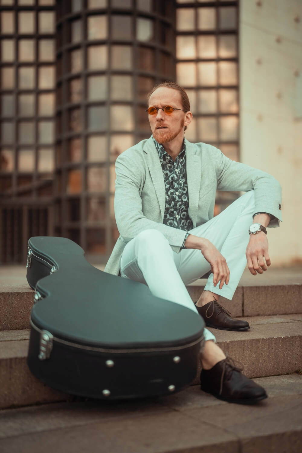 Grey-black linen patterned Extra Slim Fit shirt