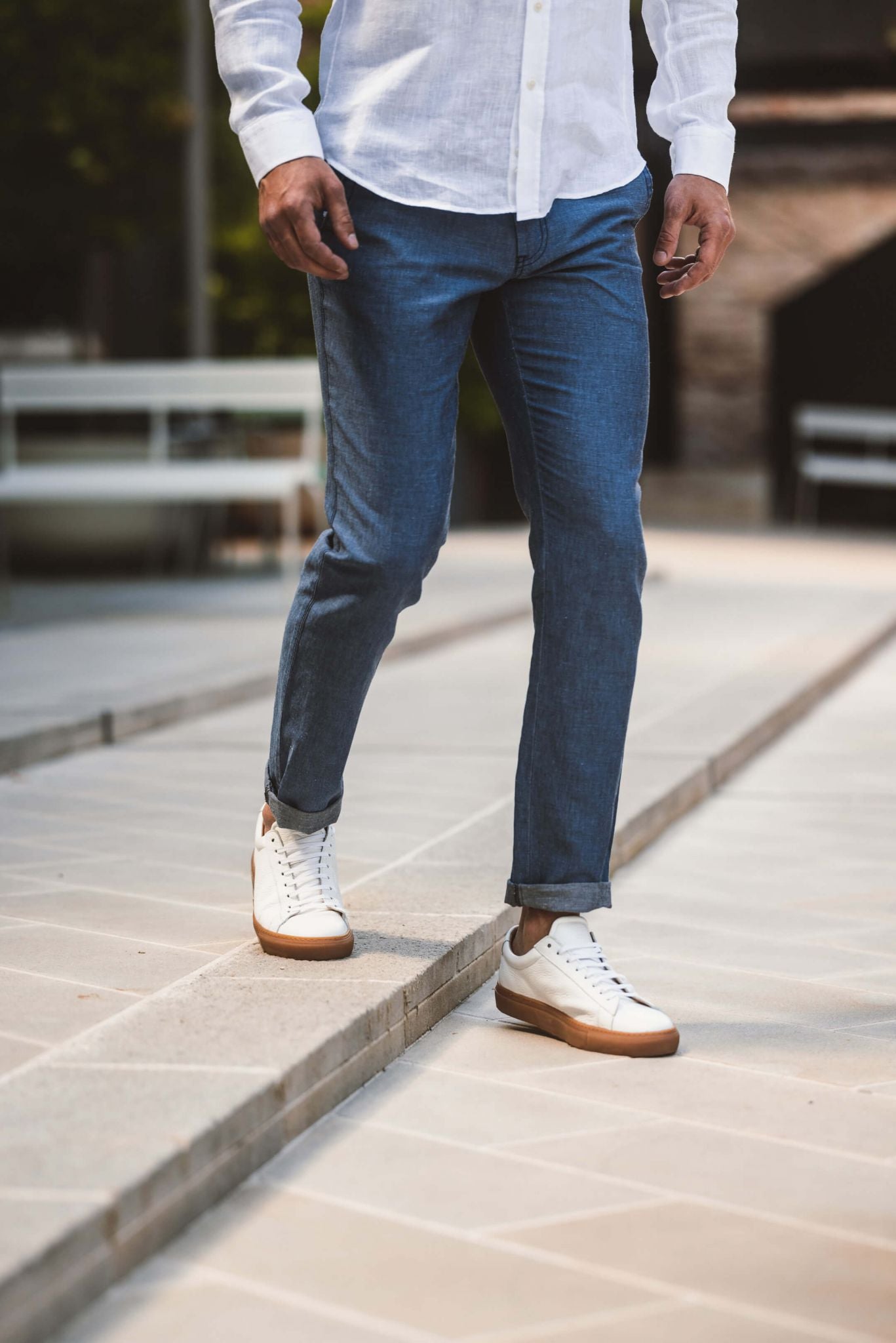 Grey-blue linen trousers