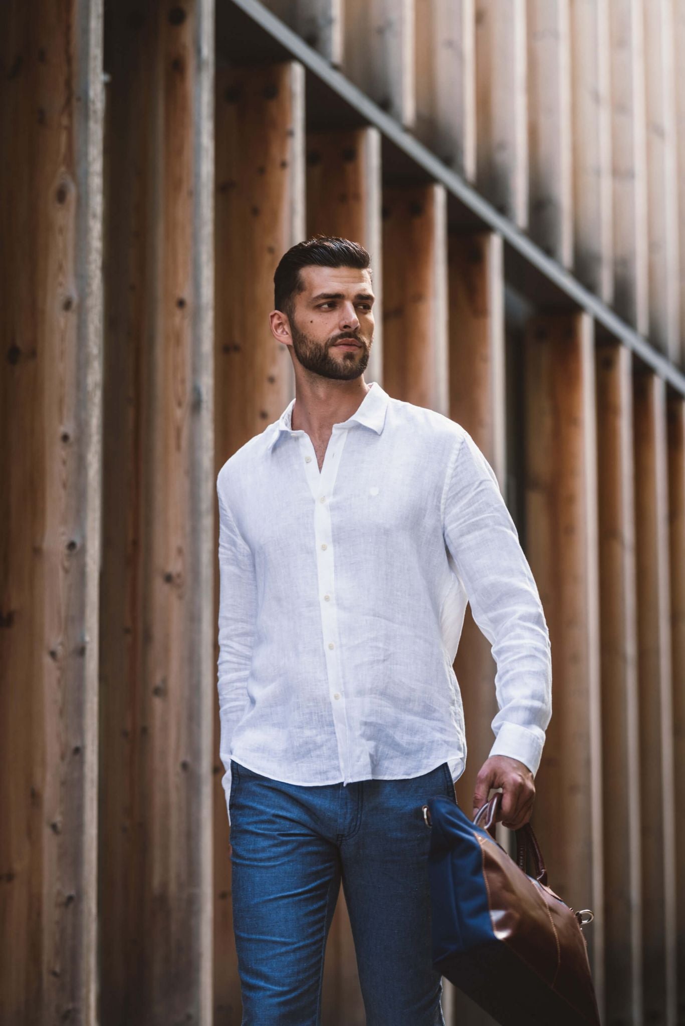 Grey-blue linen trousers