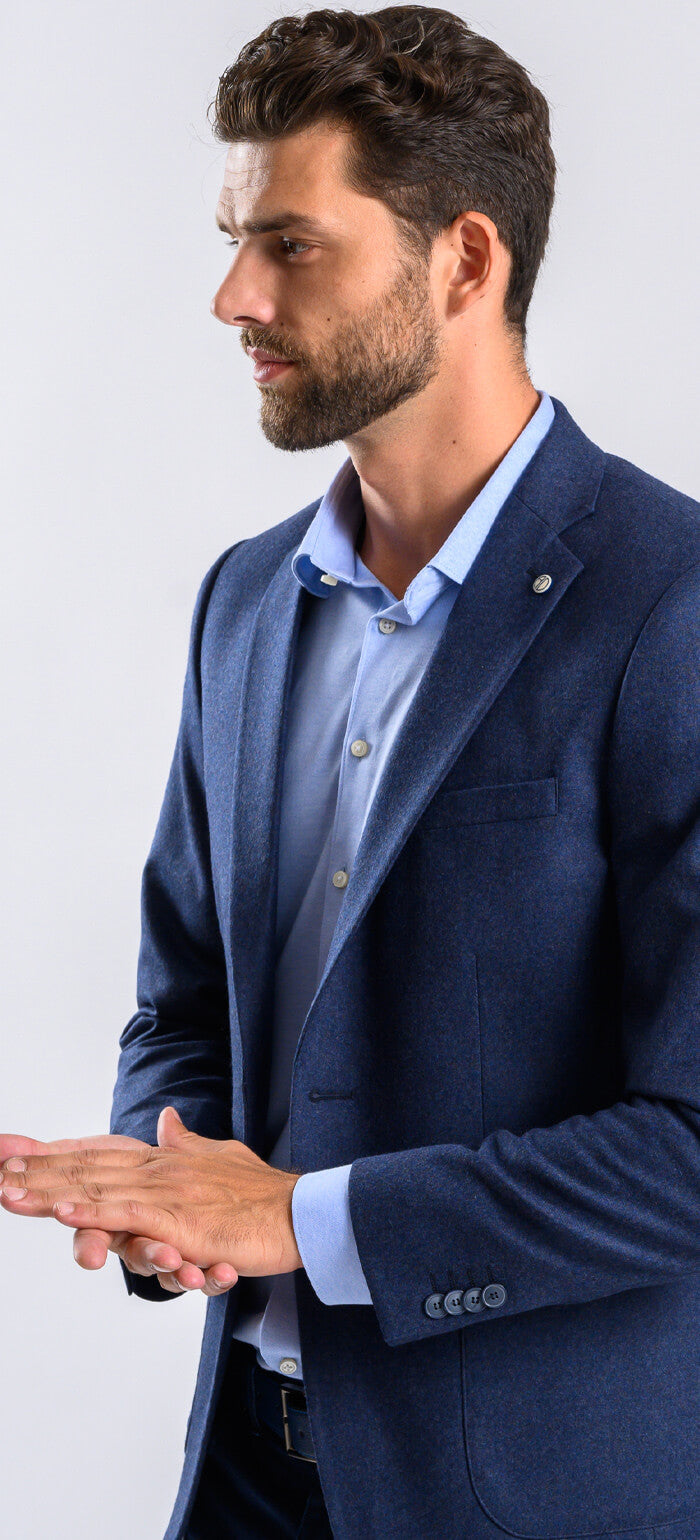 Gray-blue wool jacket without pattern