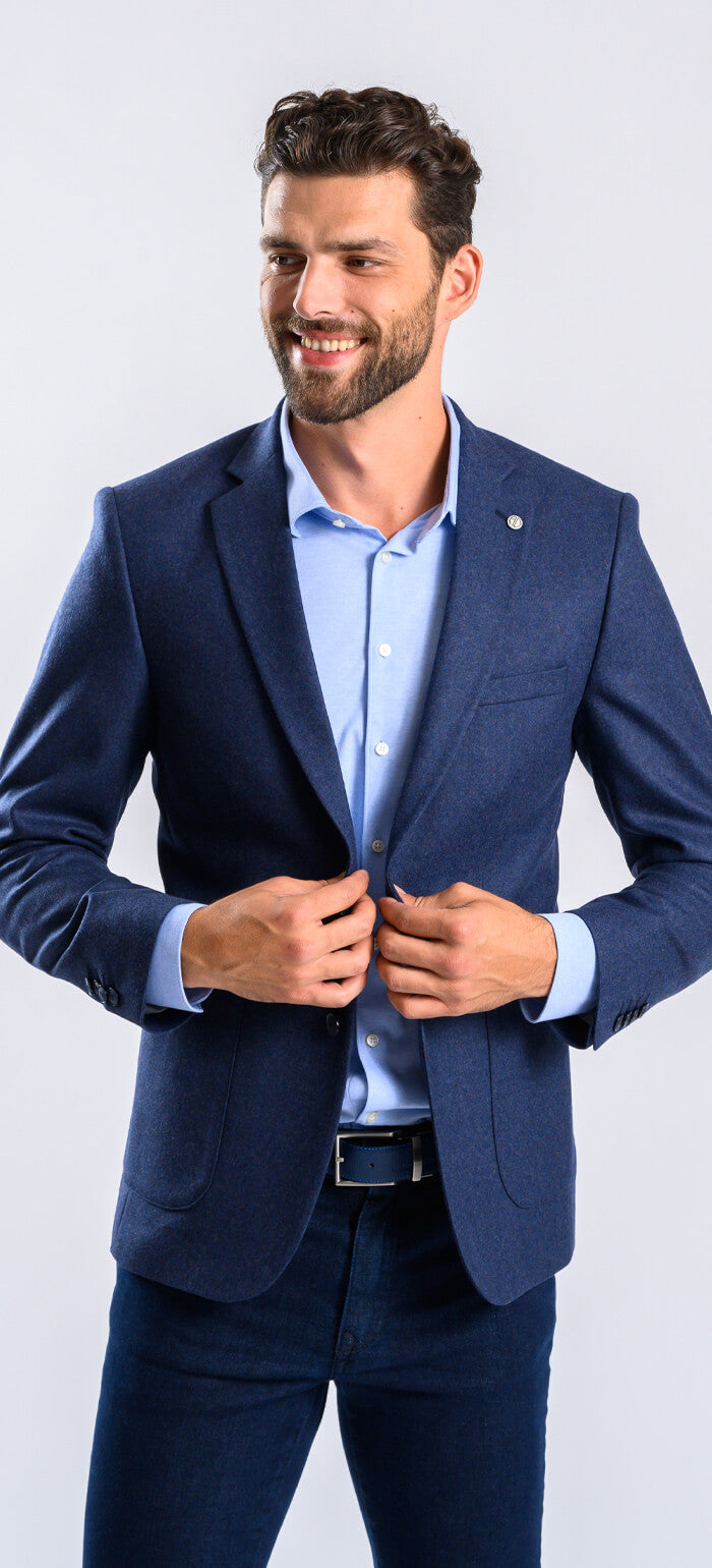 Gray-blue wool jacket without pattern