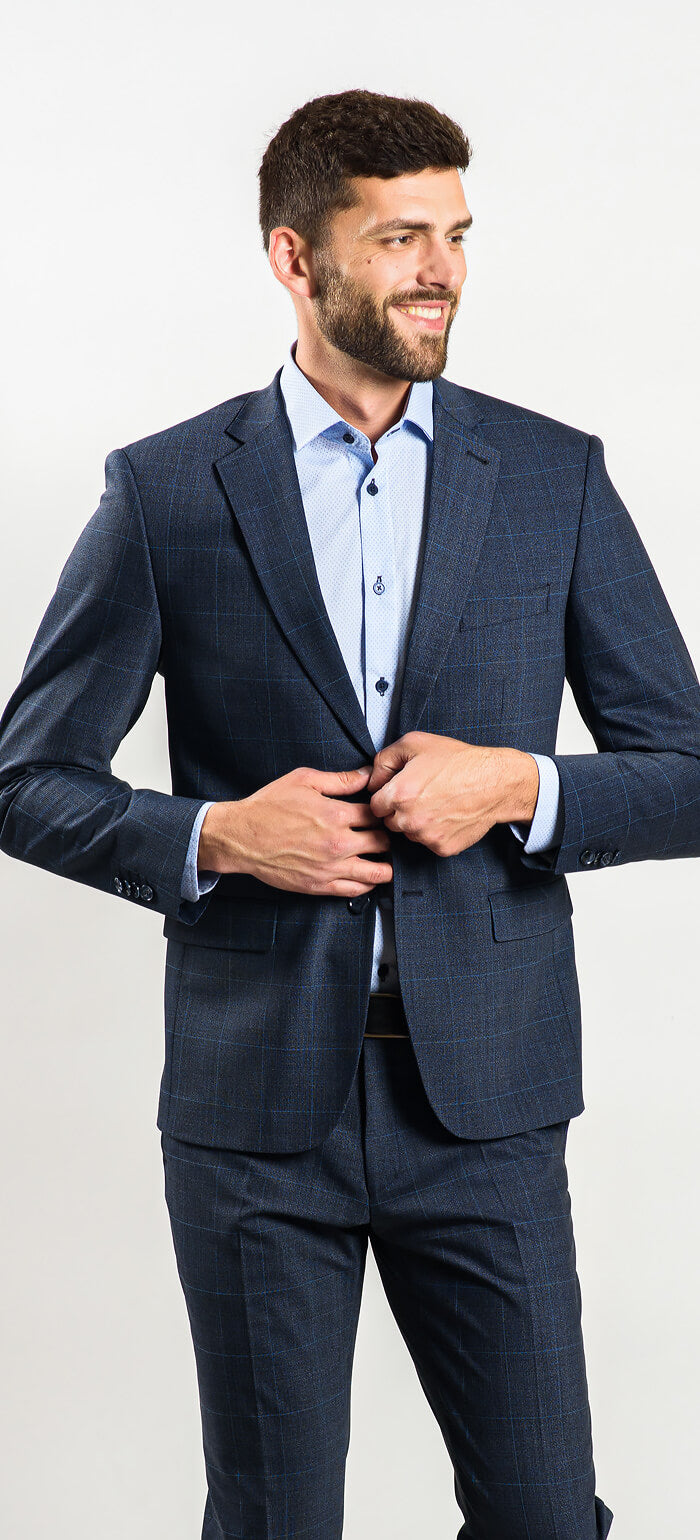 Grey-blue Slim Fit Suit
