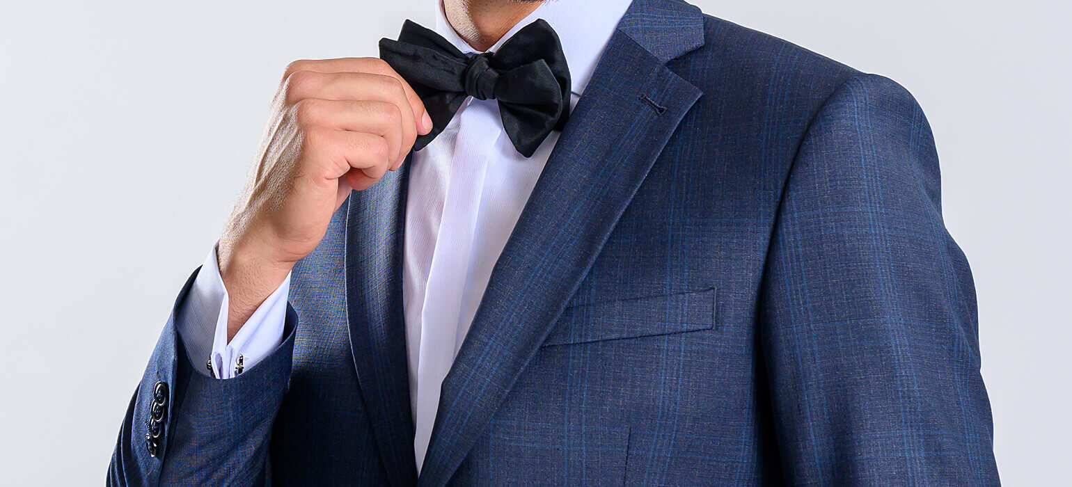 Grey Slim fit suit with blue check