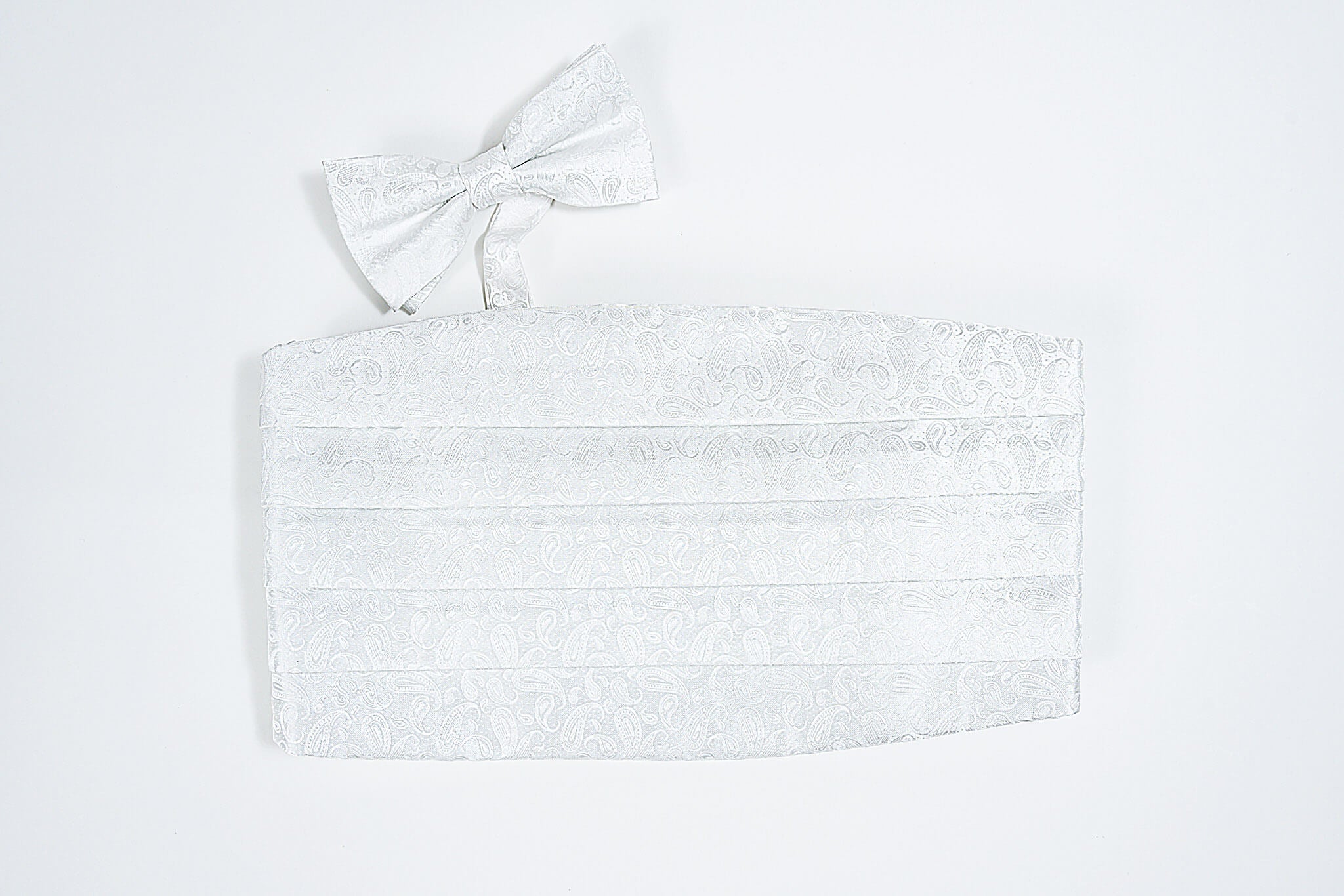 White sash and bow tie set