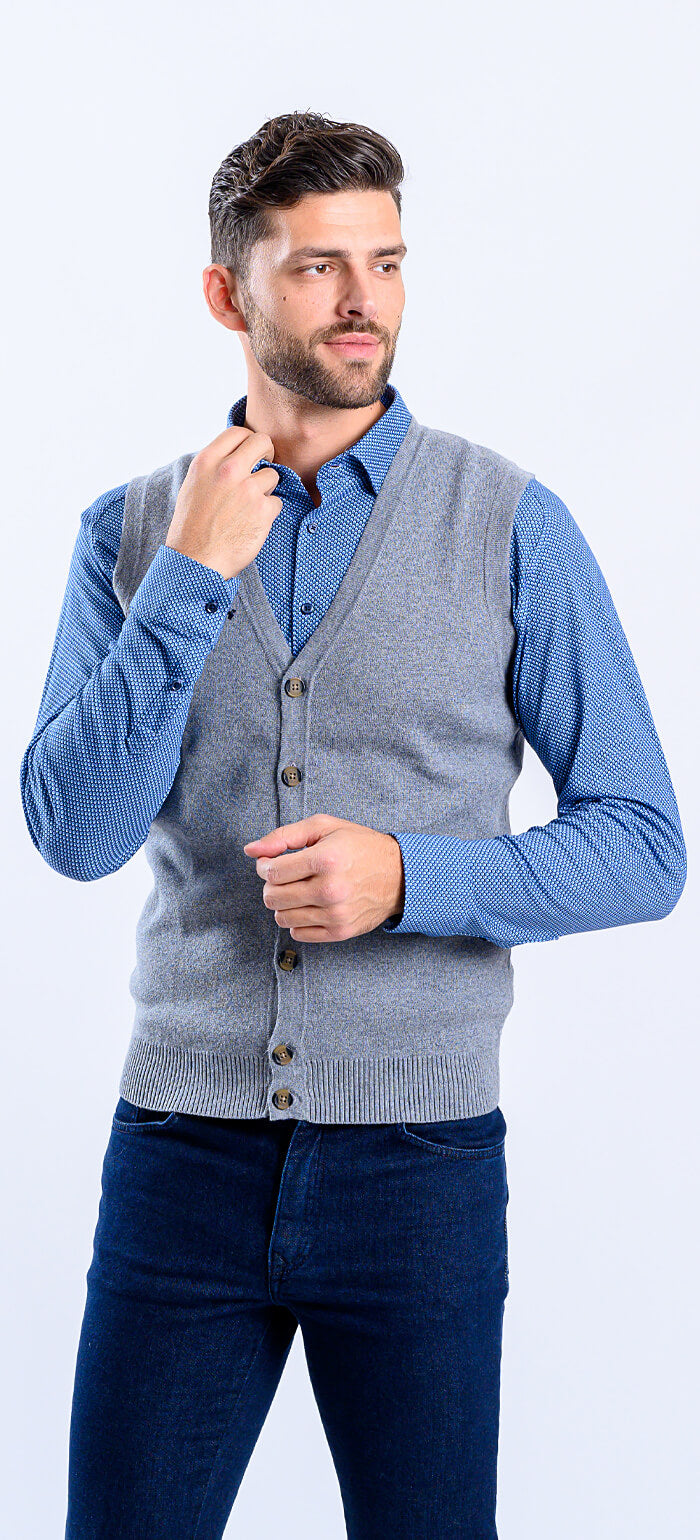 Gray knitted vest
