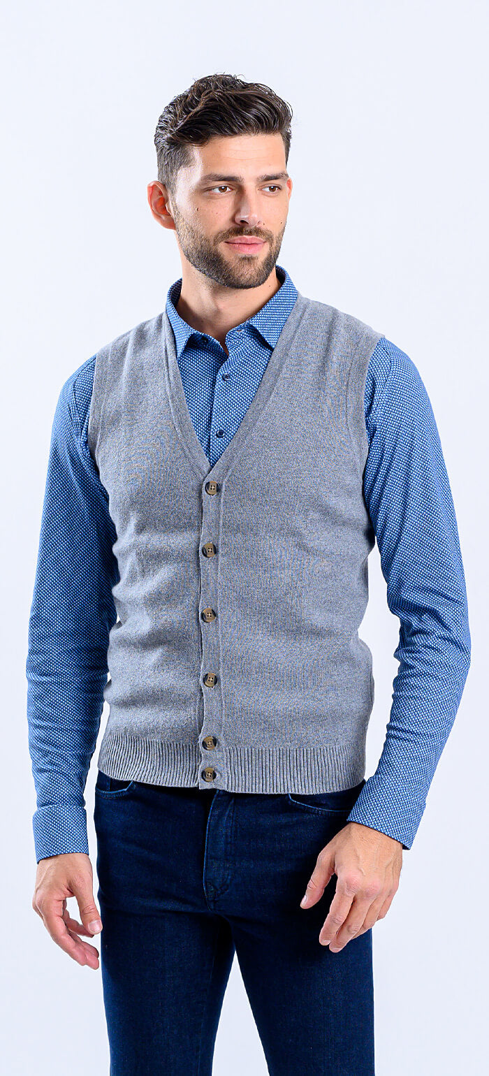Gray knitted vest