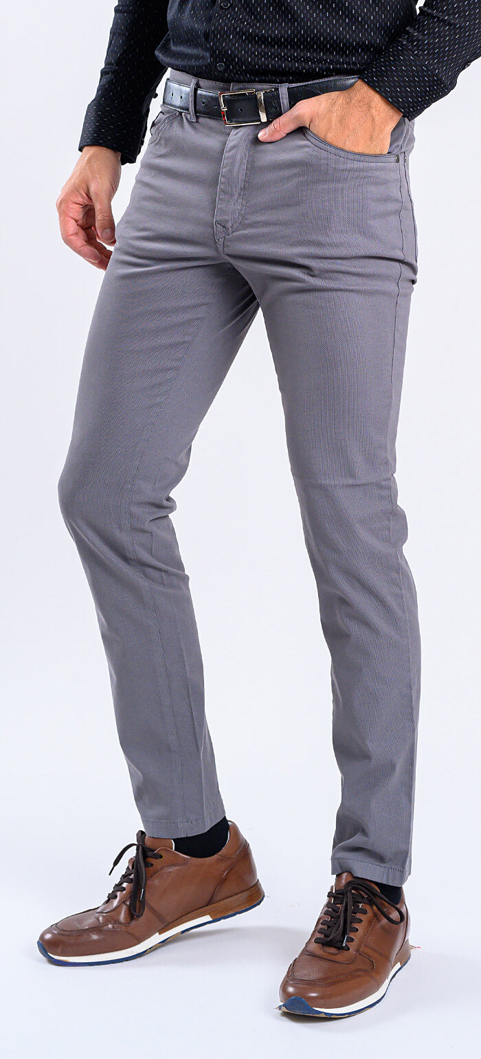 Grey jeans with a subtle texture