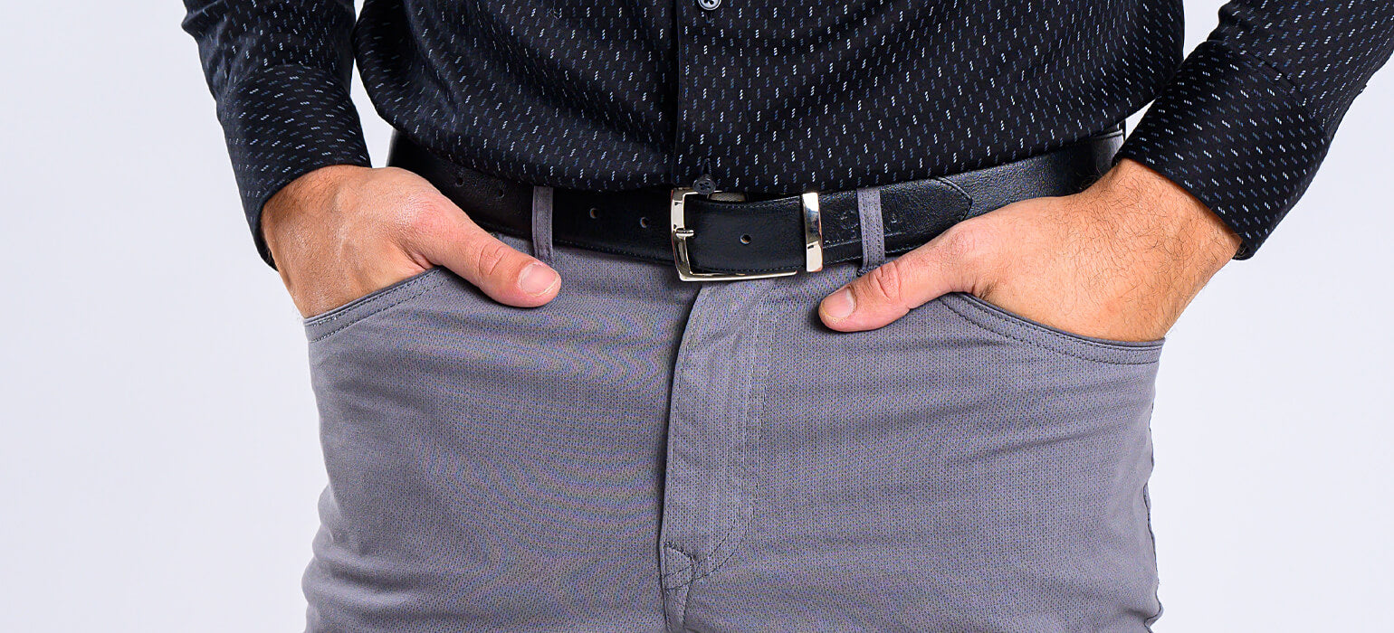 Grey jeans with a subtle texture