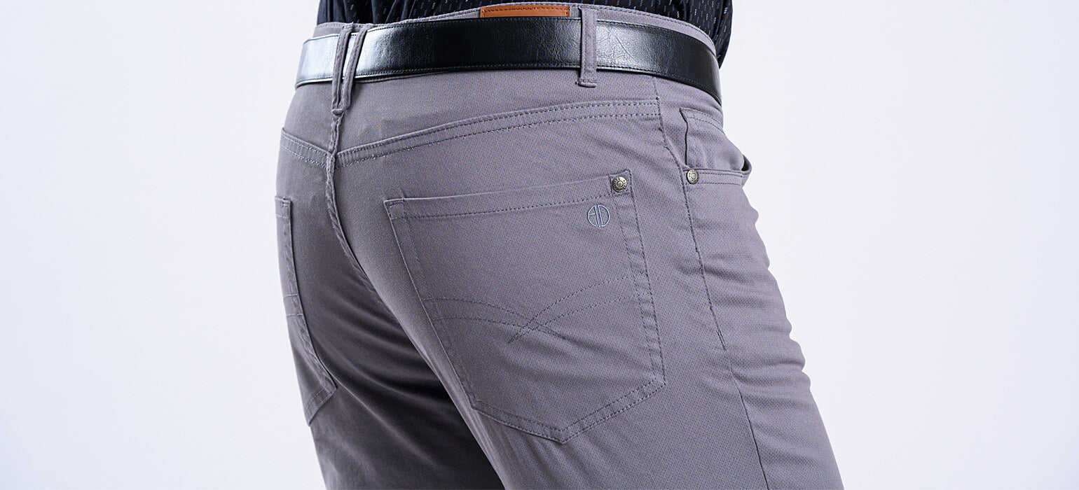 Grey jeans with a subtle texture