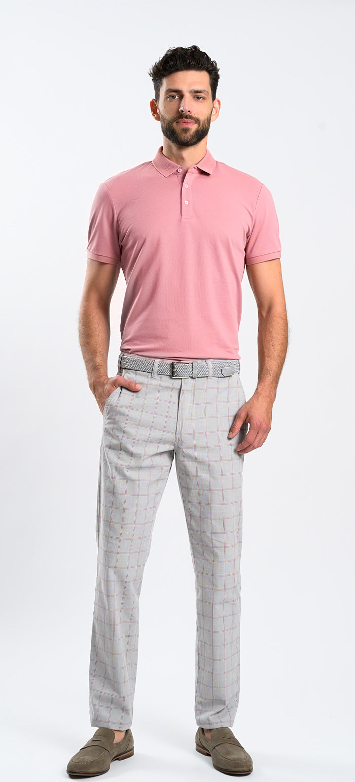 Grey checked chinos