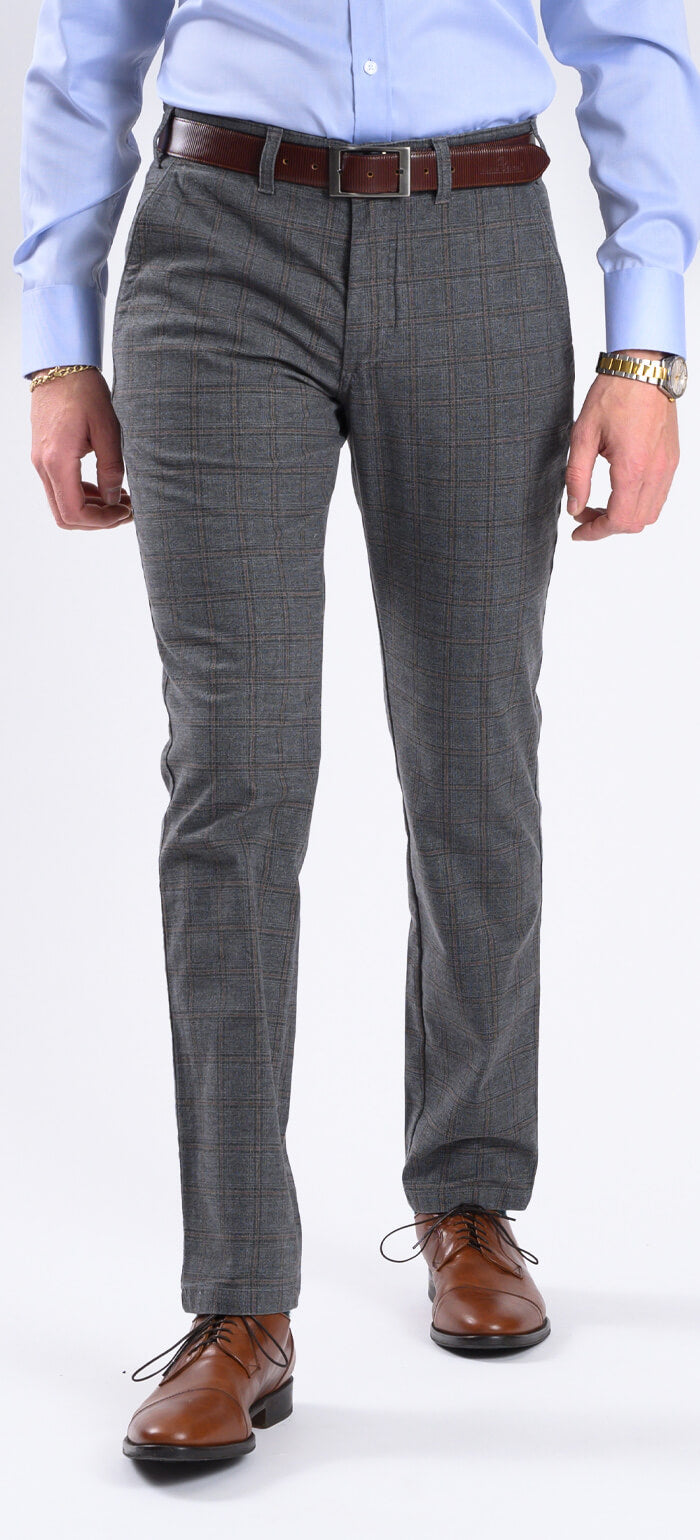 Grey checked leisure trousers