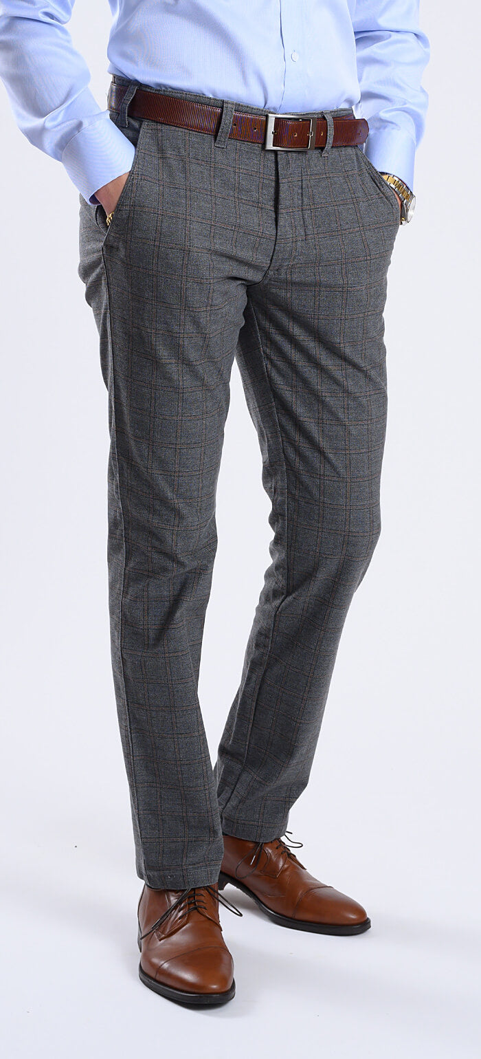 Grey checked leisure trousers