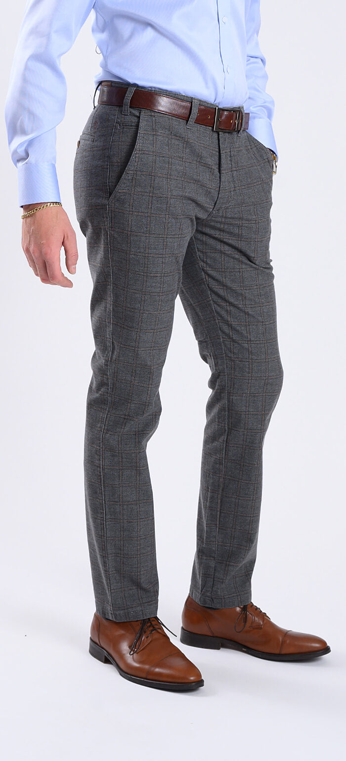 Grey checked leisure trousers