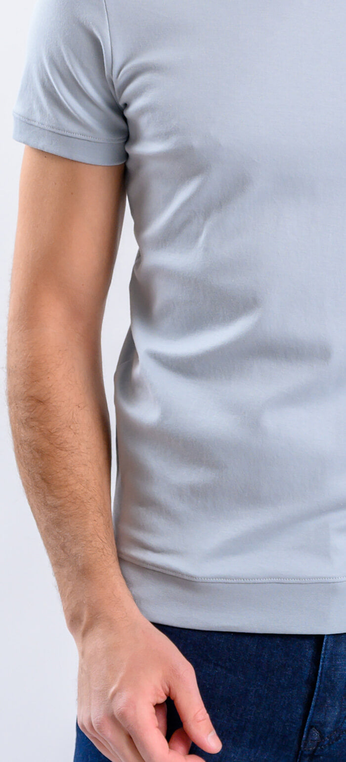 Grey-blue T-shirt with patent