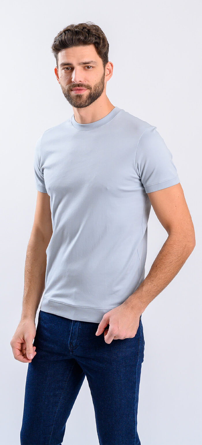 Grey-blue T-shirt with patent