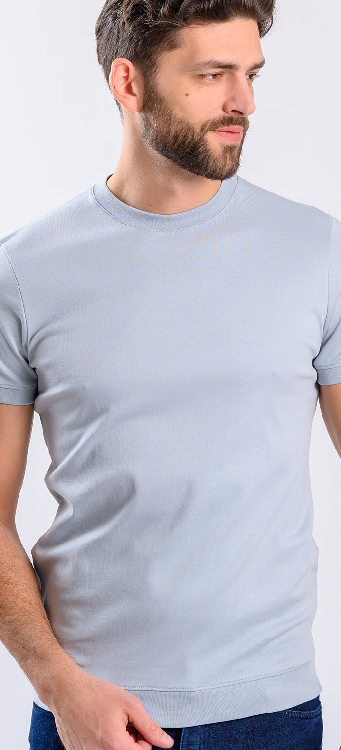 Grey-blue T-shirt with patent