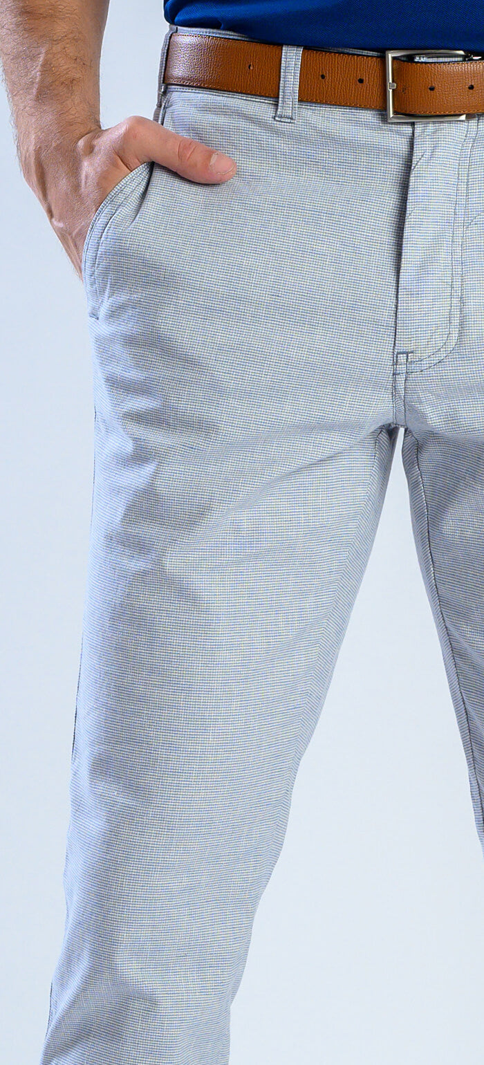 Grey-blue and white pepito chinos
