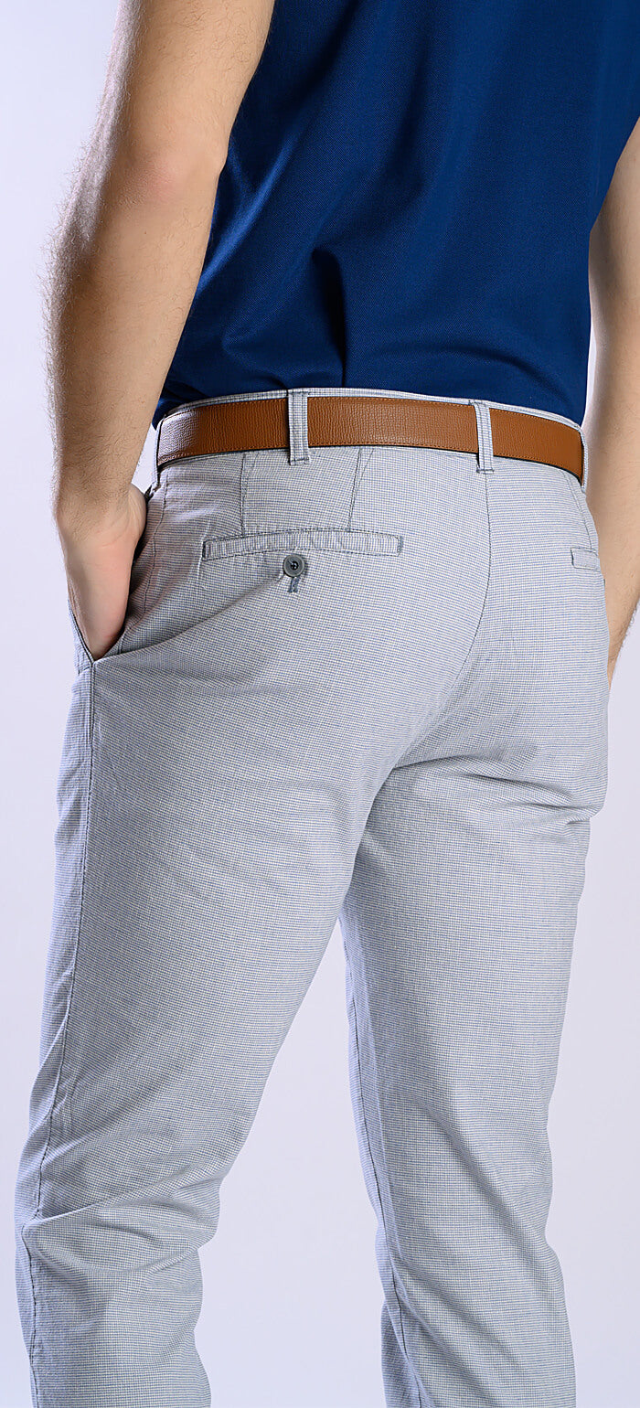 Grey-blue and white pepito chinos