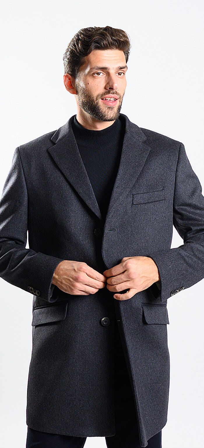 Grey cashmere fleece coat