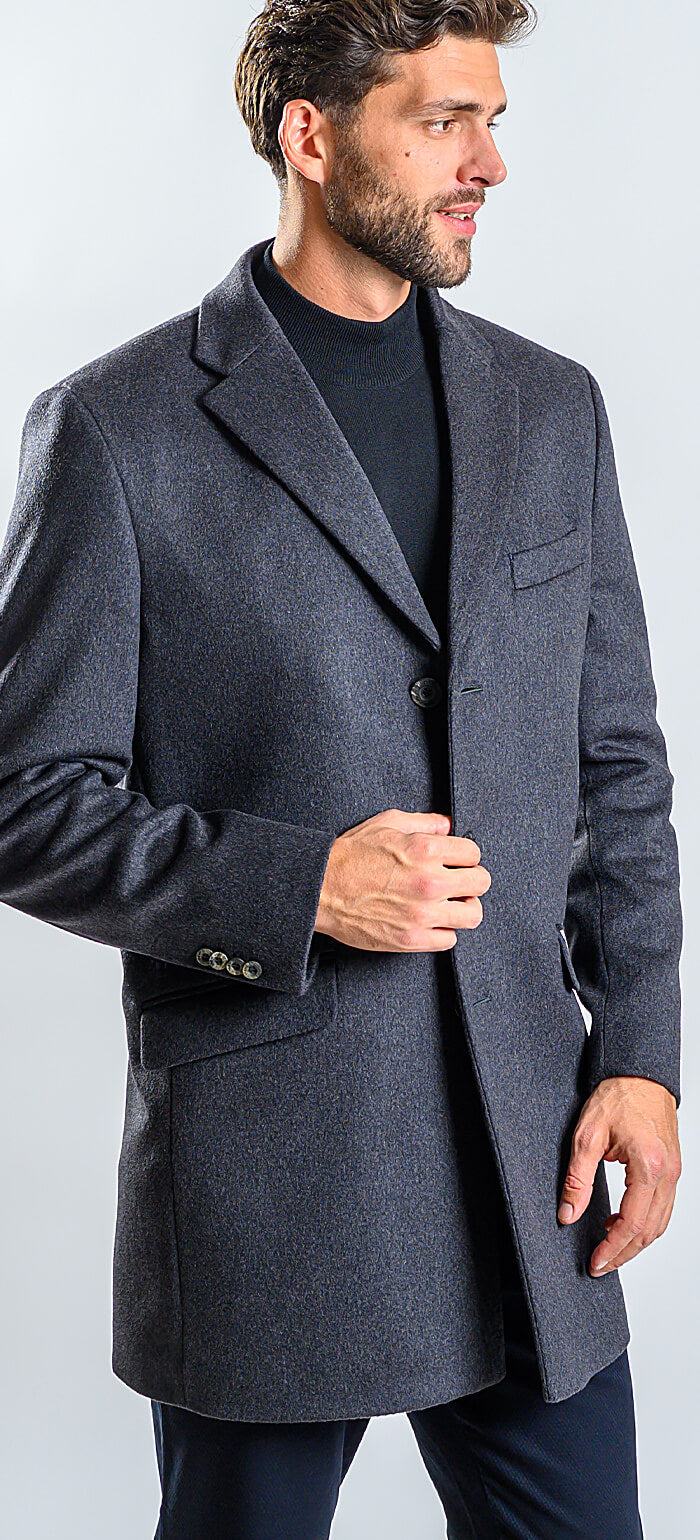 Grey cashmere fleece coat