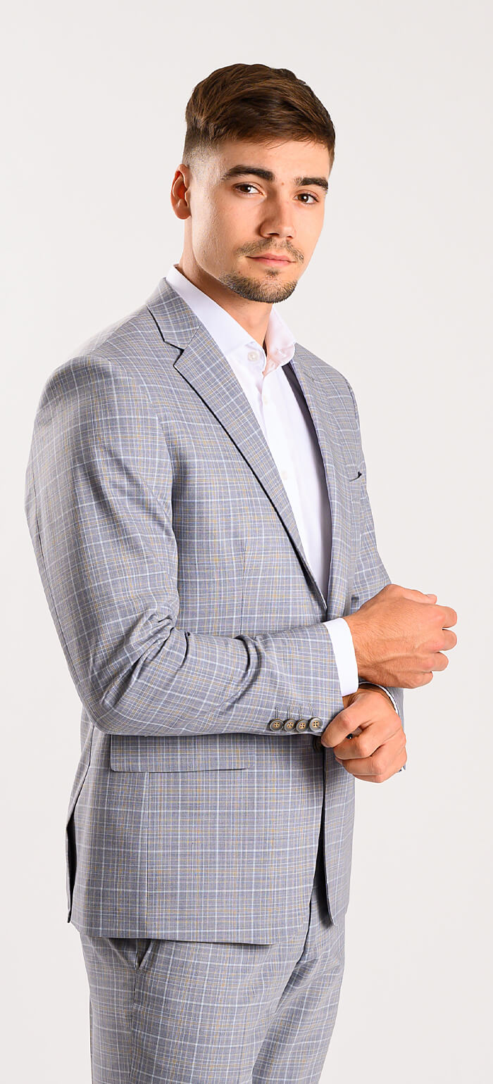 Grey Check Slim Fit Suit