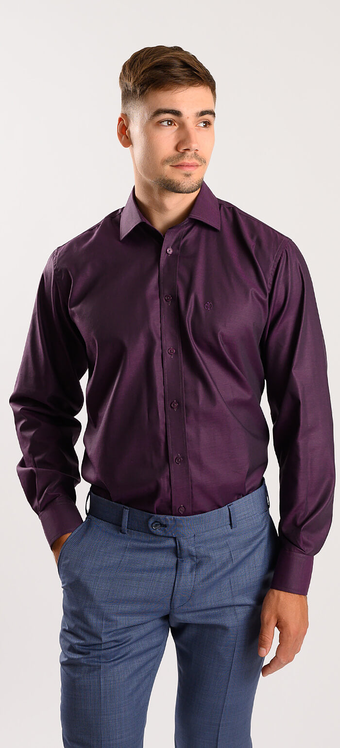 Slim Fit Shirt in Aubergine Color