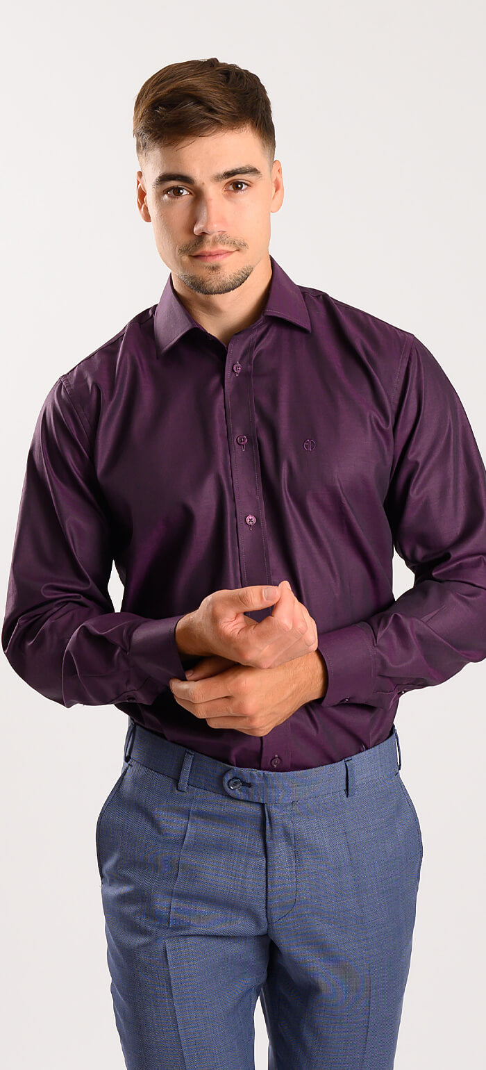 Slim Fit Shirt in Aubergine Color