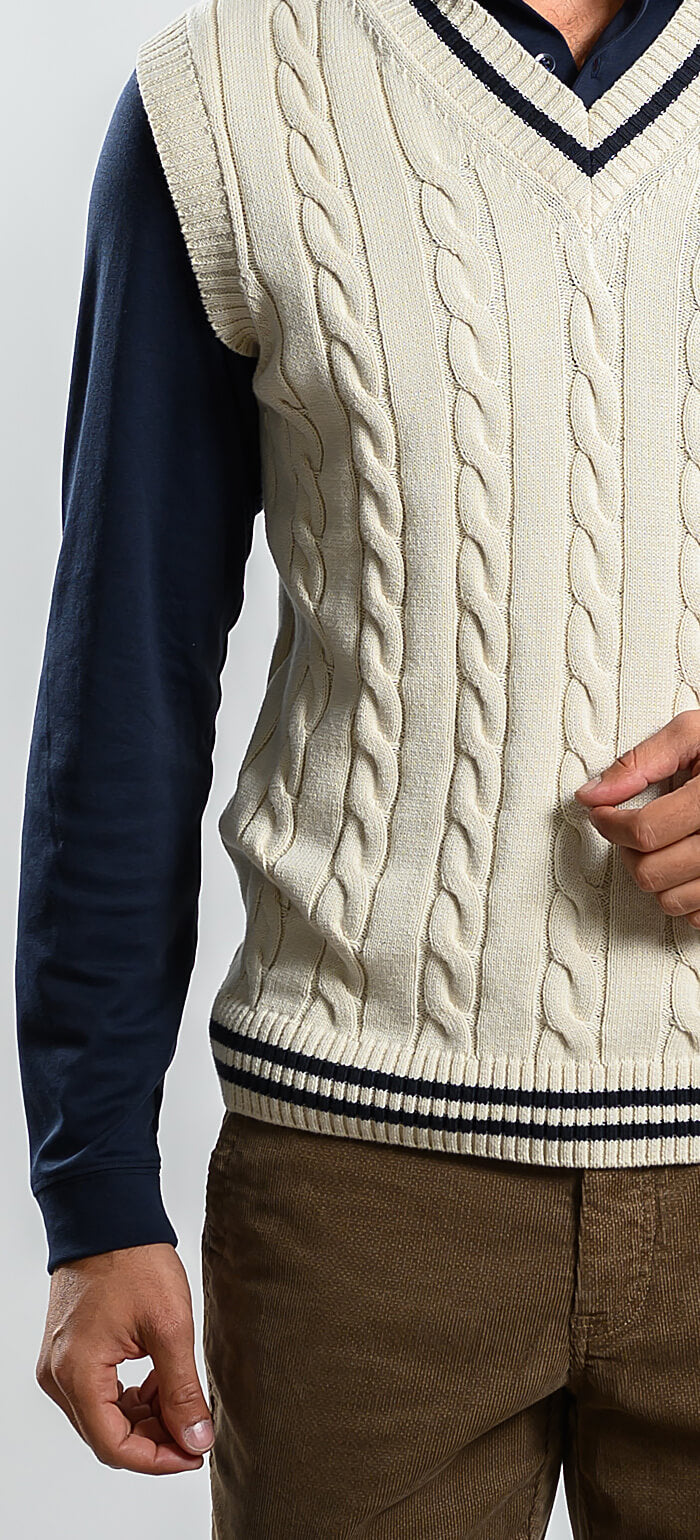 Cream knitted vest