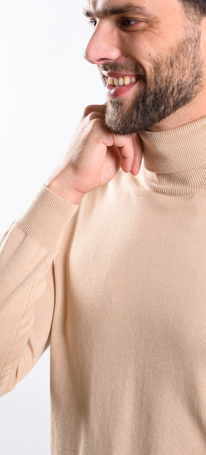 Dark beige cotton turtleneck
