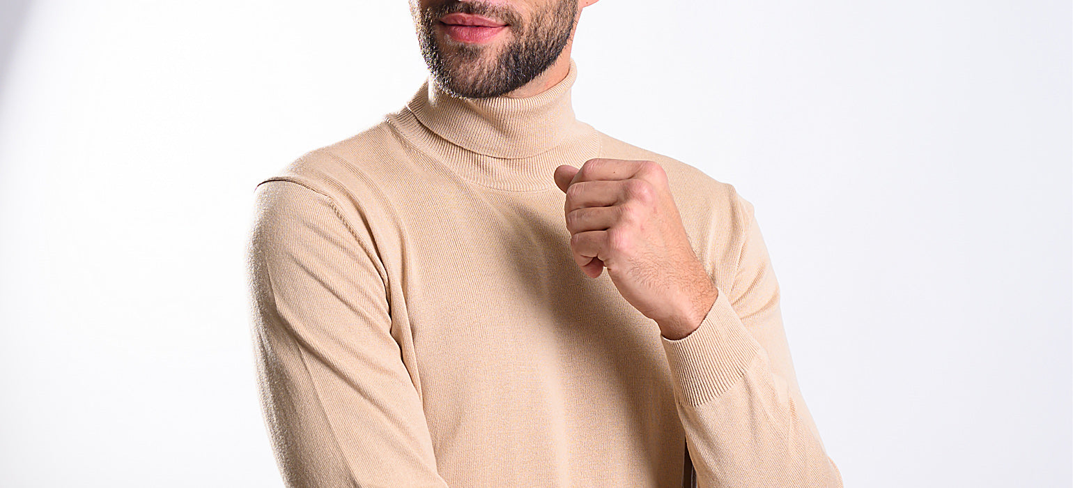 Dark beige cotton turtleneck