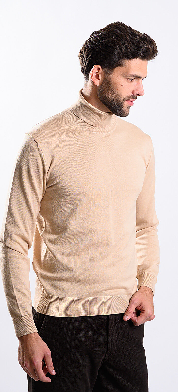 Dark beige cotton turtleneck