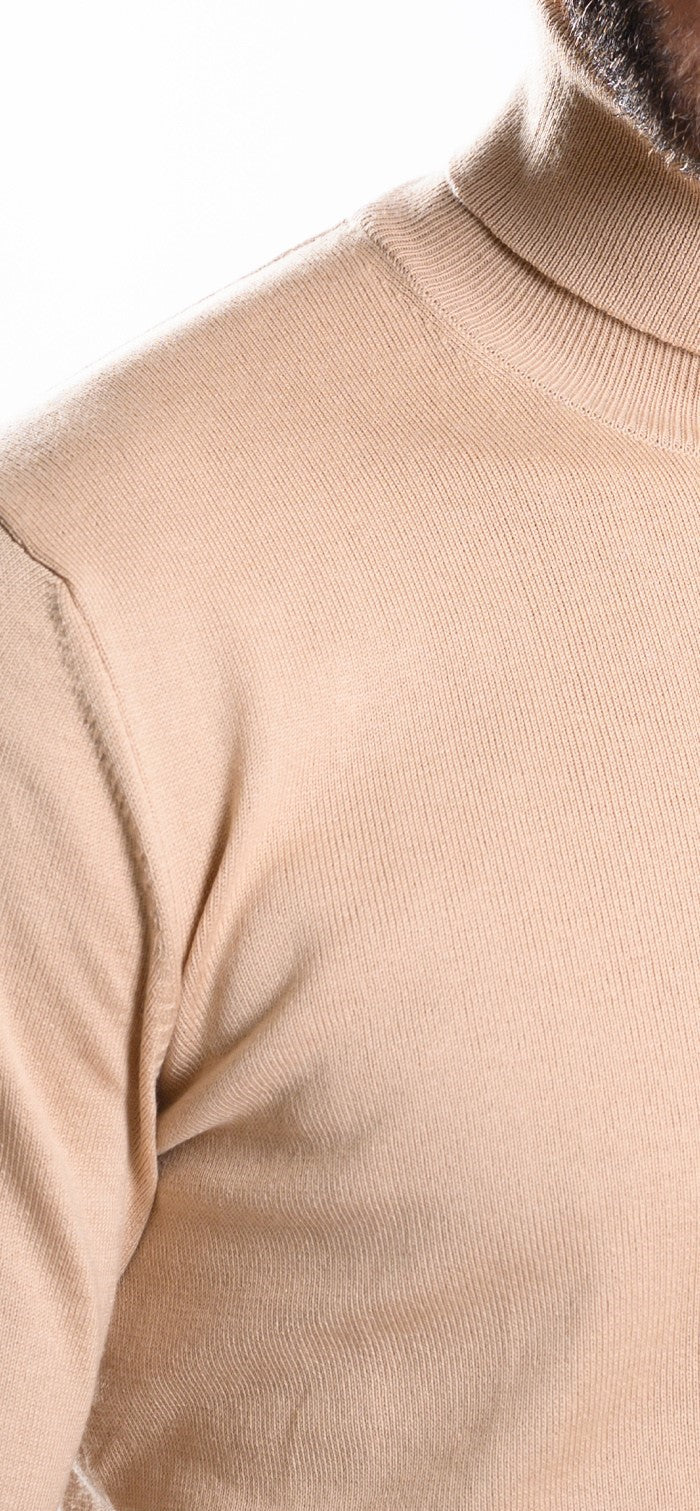 Dark beige cotton turtleneck