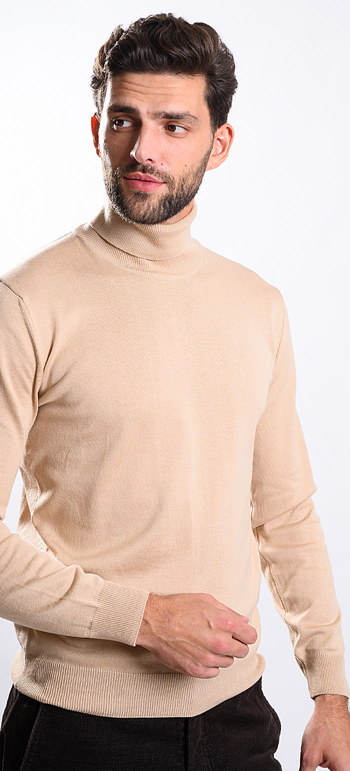 Dark beige cotton turtleneck
