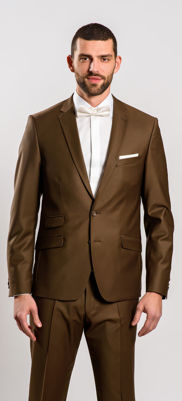Dark brown wedding slim fit suit