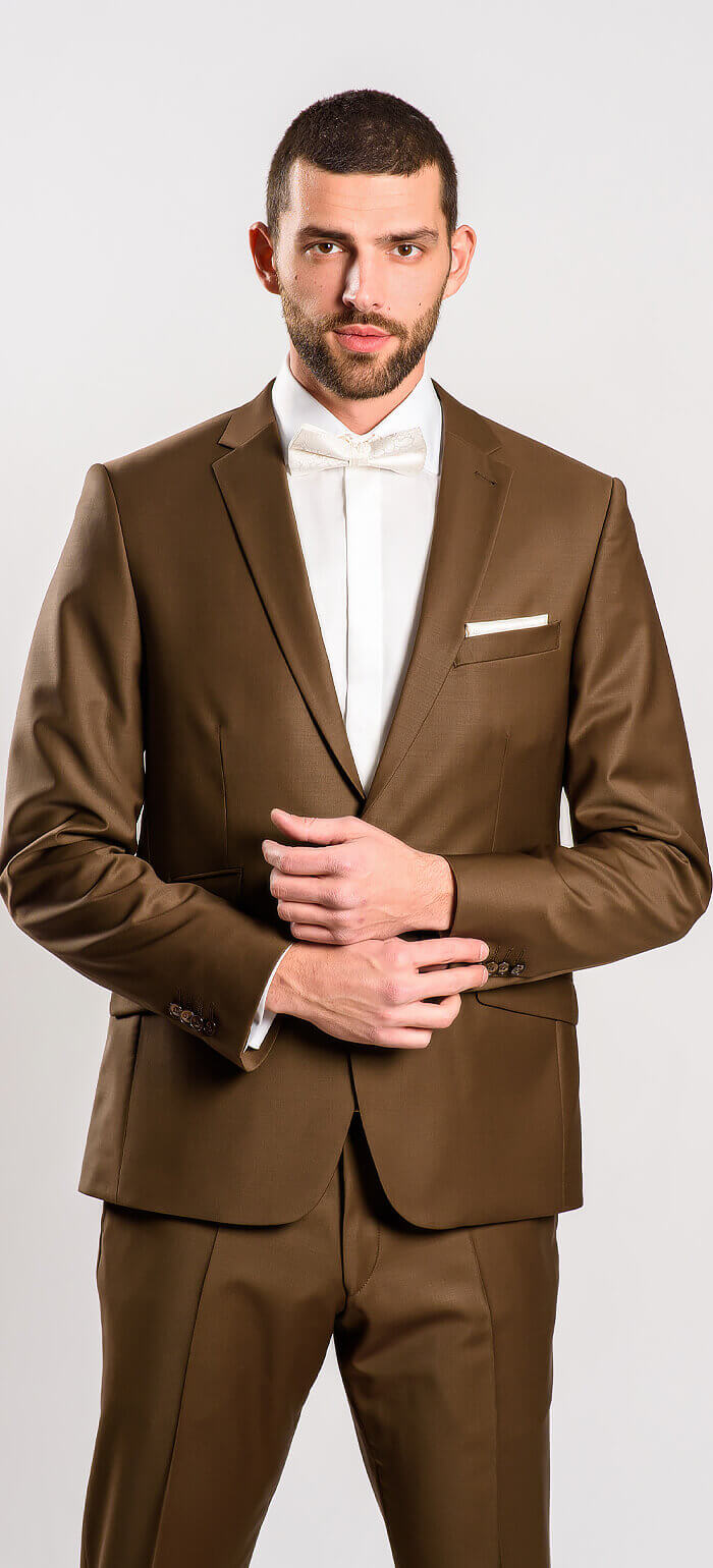 Dark brown wedding slim fit suit