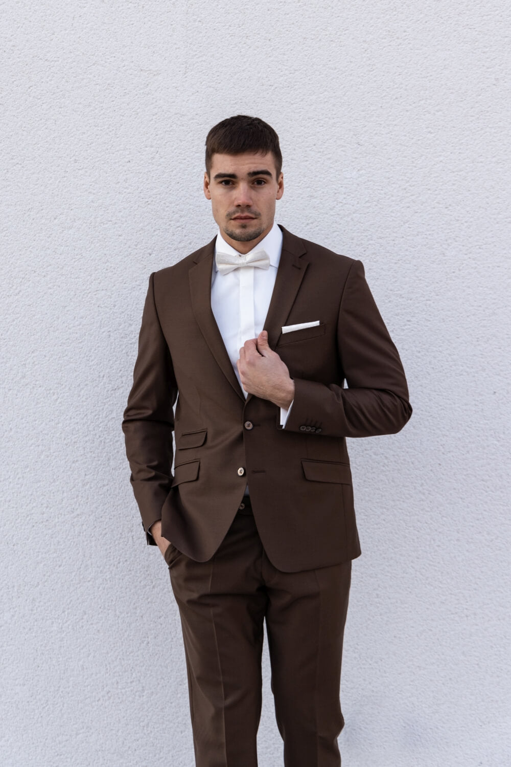 Dark brown wedding slim fit suit