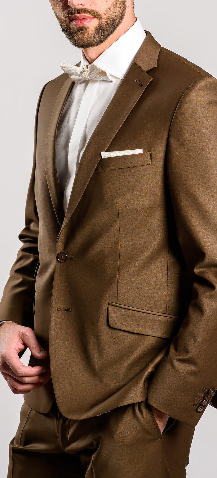 Dark brown wedding slim fit suit