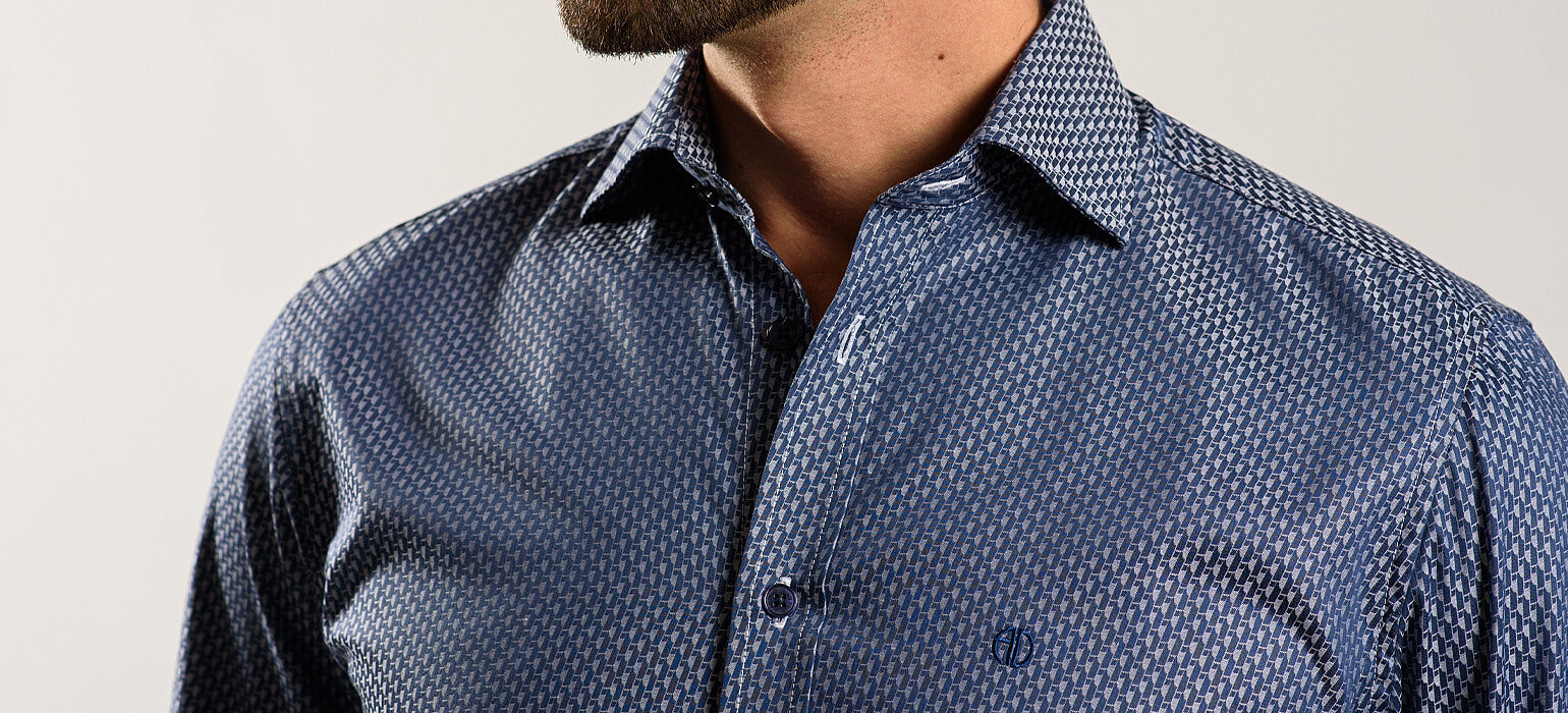 Navy Blue Extra Slim Fit Shirt with Pattern