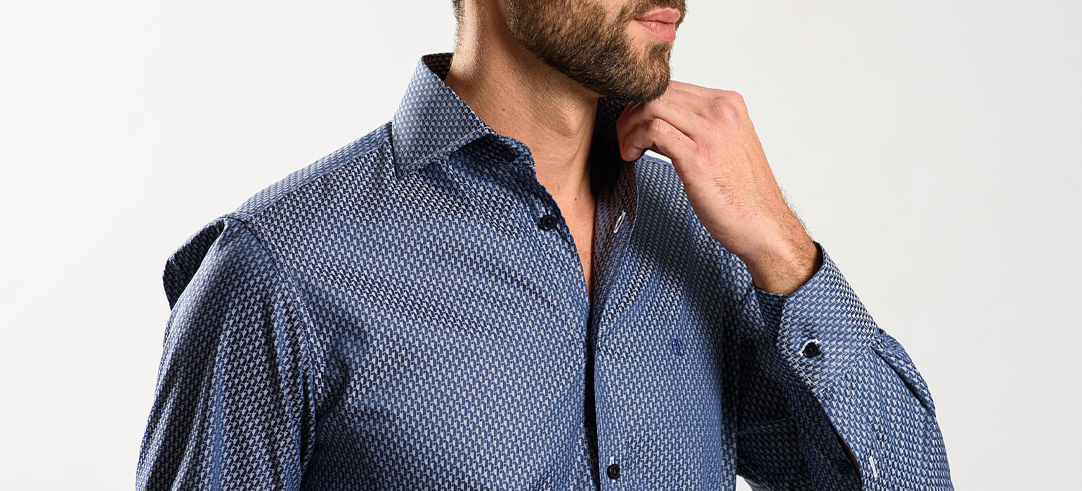 Navy Blue Extra Slim Fit Shirt with Pattern