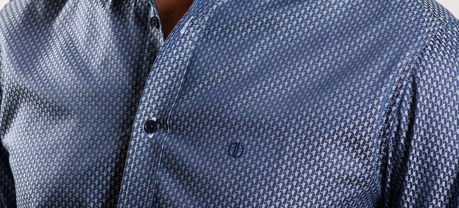Navy Blue Extra Slim Fit Shirt with Pattern