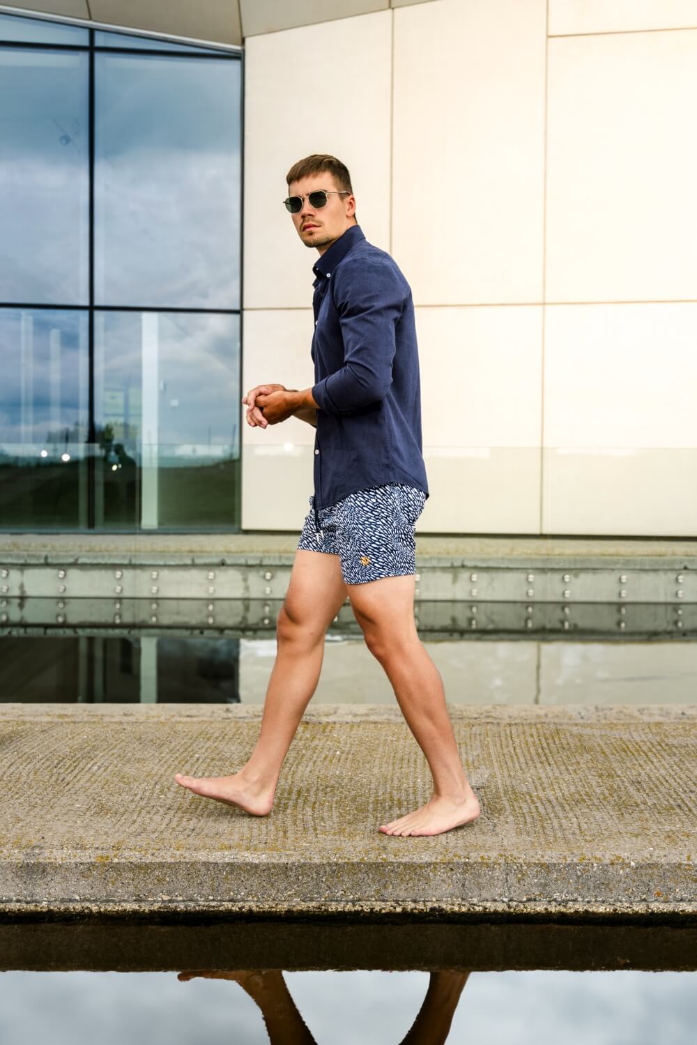 Navy Blue Extra Slim Fit Linen Shirt